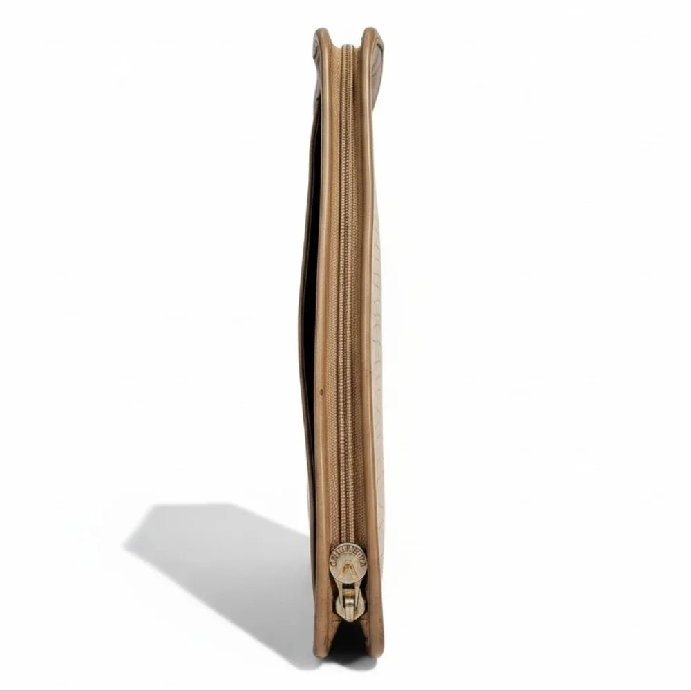 MARIO VALENTINO V-Pattern Tan and Brown Clutch